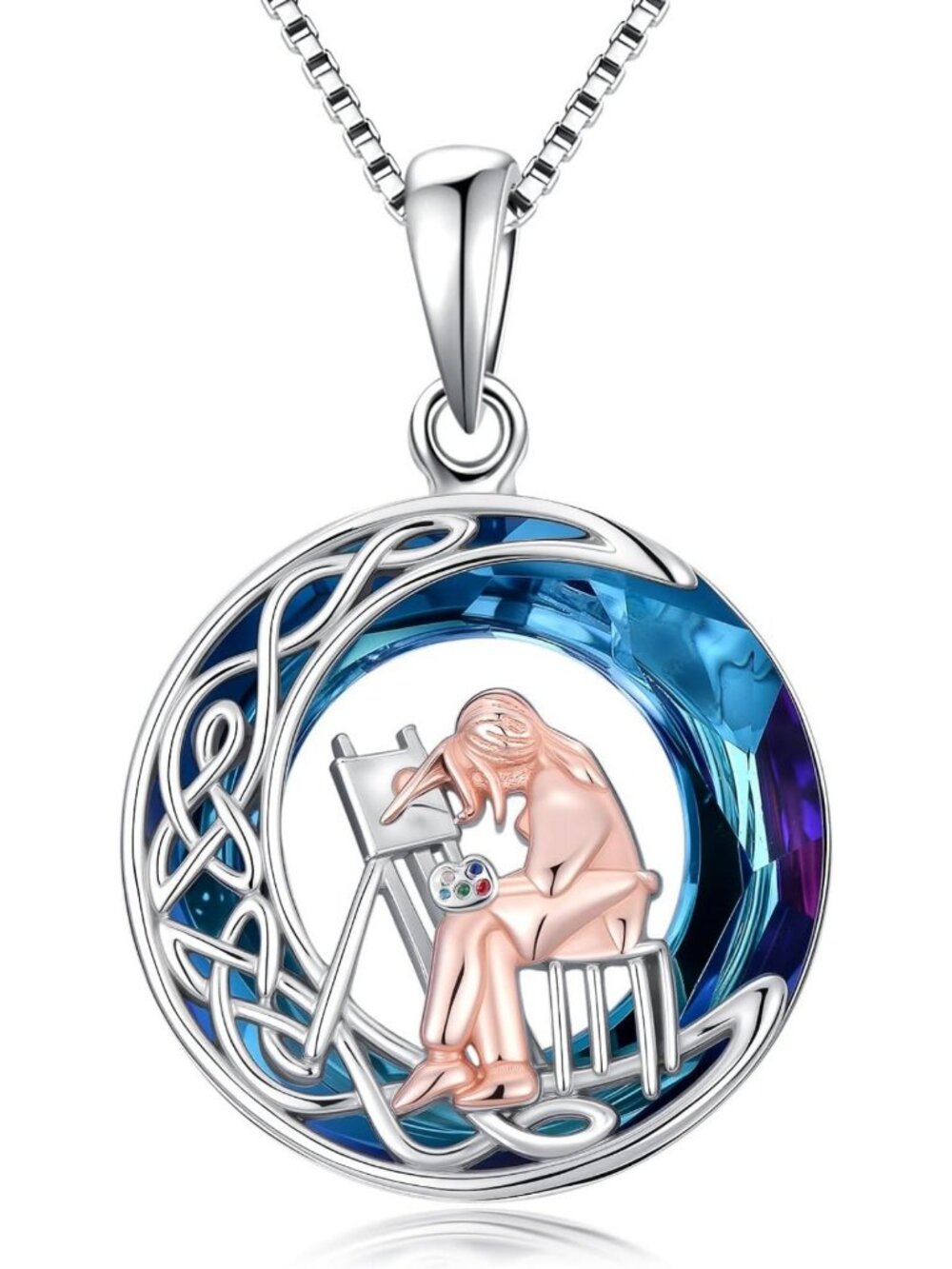 Sterling Silver Moon Pendant Necklace | Music & Dance Jewelry for Women